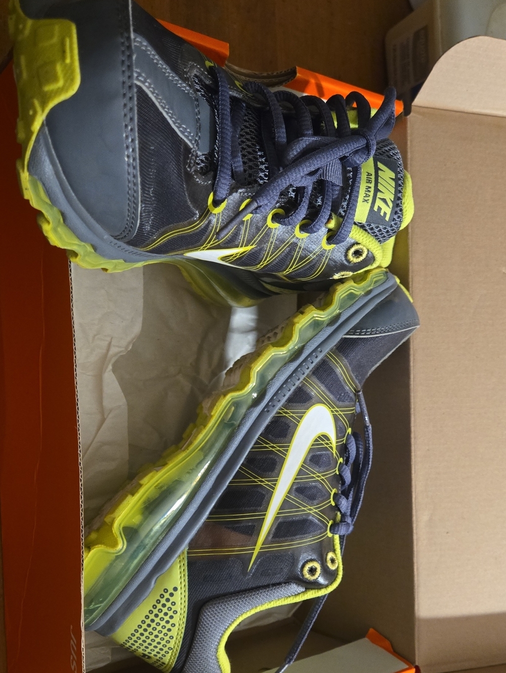 Nike Kids Air Max Sneakers - Gray and Neon Green Accent size 5Y